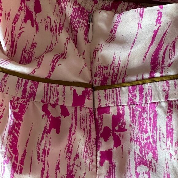 Ann Taylor LOFT 100% Silk tribal maxi cris cross halter Pink, White, & moss Sz 0 - Picture 3 of 9